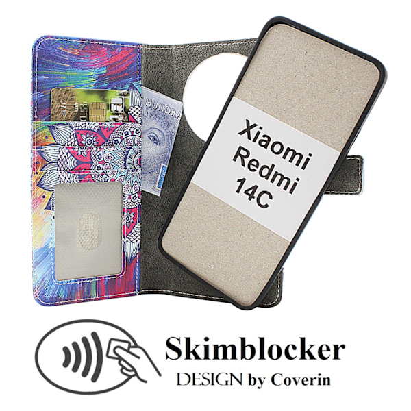 Skimblocker Xiaomi Redmi 14C Magnet Plånboksfodral Design