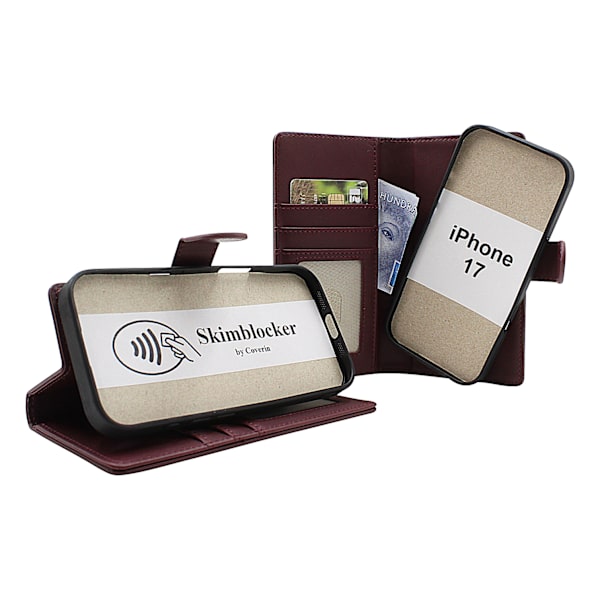 Skimblocker iPhone 17 Magnet Plånboksfodral Svart