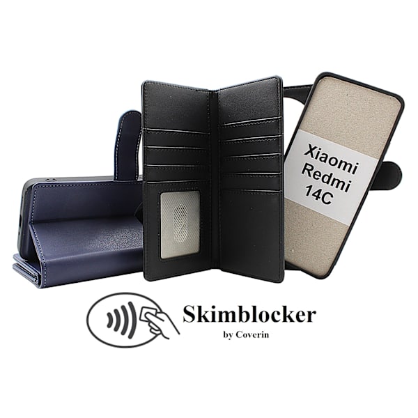 Skimblocker Xiaomi Redmi 14C XL Magnet Plånboksfodral Mörkblå
