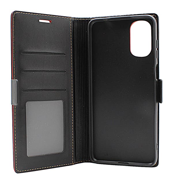 Lyx Standcase Wallet Motorola Moto E32s Marinblå