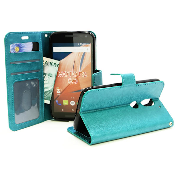 Crazy Horse Wallet Lenovo Motorola Moto E3 / 3rd generation Turkos
