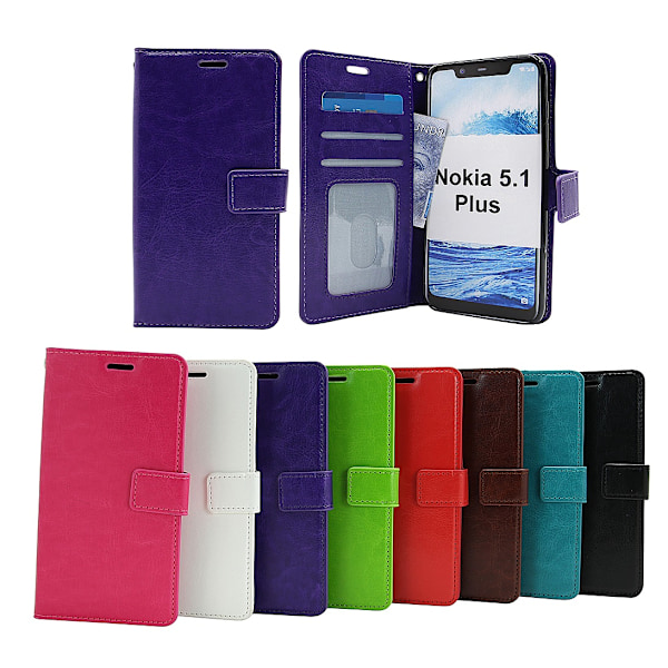 Crazy Horse Wallet Nokia 5.1 Plus Lila