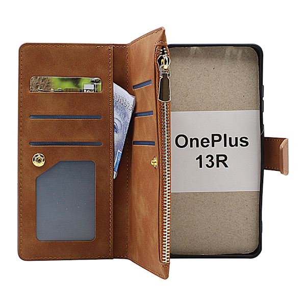 XL OnePlus 13R Lyx Plånboksfodral Vinröd