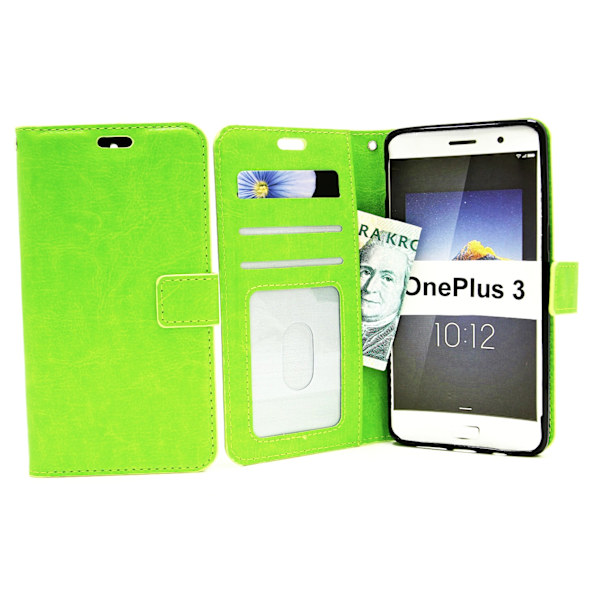 Crazy Horse Wallet OnePlus 3 Grön