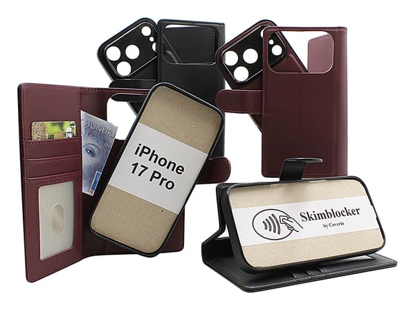 Skimblocker iPhone 17 Pro Magnet Plånboksfodral Svart