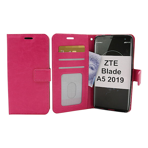 Crazy Horse Wallet ZTE Blade A5 2019 Hotpink