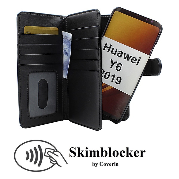 Skimblocker XL Magnet Wallet Huawei Y6 2019 Svart