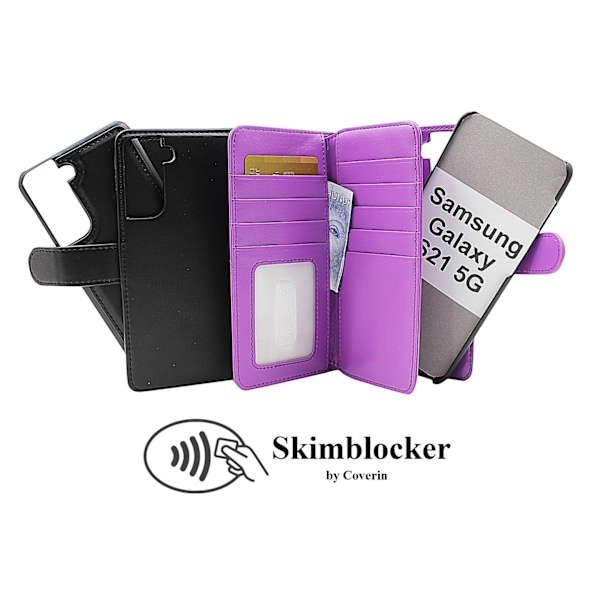 Skimblocker XL Magnet Fodral Samsung Galaxy S21 5G (G991B) Lila