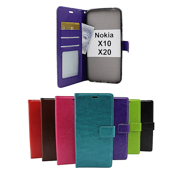 Crazy Horse Wallet Nokia X10 / Nokia X20 Svart