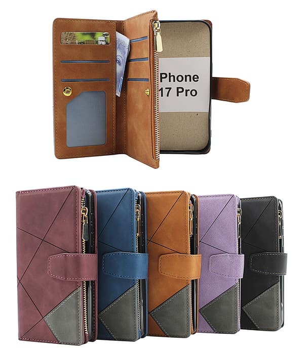 XL iPhone 17 Pro Lyx Plånboksfodral Vinröd