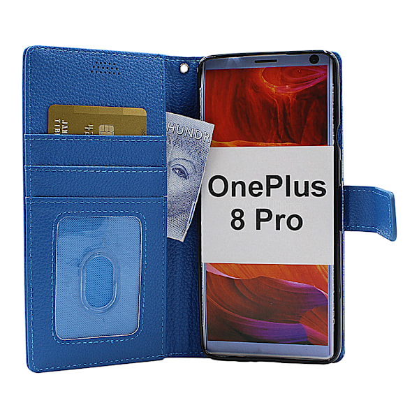 New Standcase Wallet OnePlus 8 Pro Blå