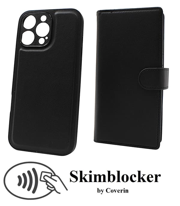 Skimblocker iPhone 16 Pro Max XL Magnet Plånboksfodral Mörkröd