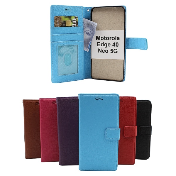New Standcase Wallet Motorola Edge 40 Neo 5G Ljusblå