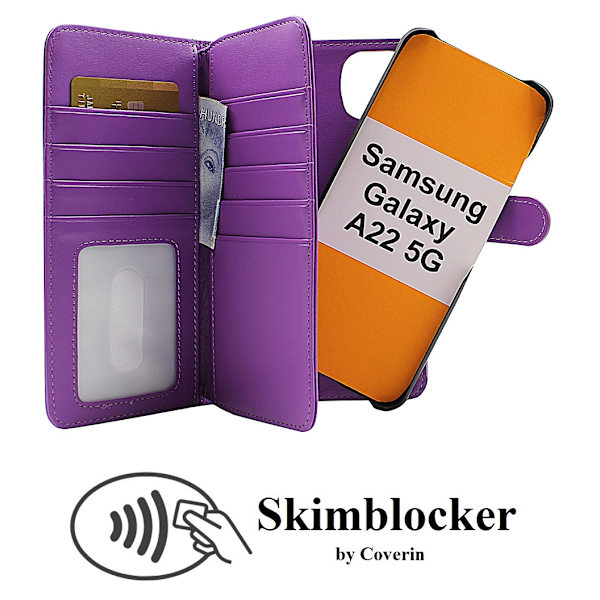 Skimblocker XL Magnet Fodral Samsung Galaxy A22 5G Lila