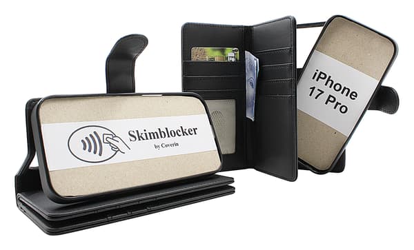 Skimblocker iPhone 17 Pro XL Magnet Plånboksfodral Mörkblå