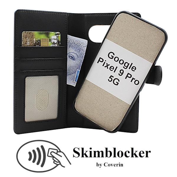 Skimblocker Google Pixel 9 Pro 5G Magnet Plånboksfodral Petrol