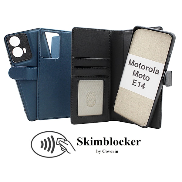 Skimblocker Motorola Moto E14 Magnet Plånboksfodral Petrol