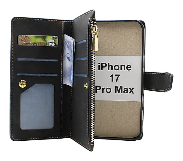 XL iPhone 17 Pro Max Lyx Plånboksfodral Vinröd