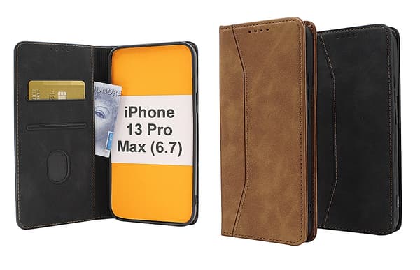 Fancy Standcase Wallet iPhone 13 Pro Max Brun