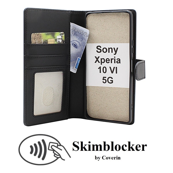 Skimblocker Sony Xperia 10 VI 5G Plånboksfodral Mörkröd