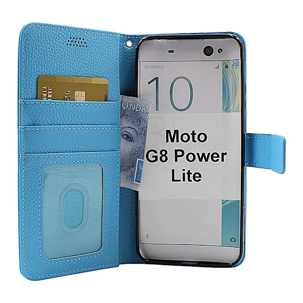 New Standcase Wallet Motorola Moto G8 Power Lite Ljusblå