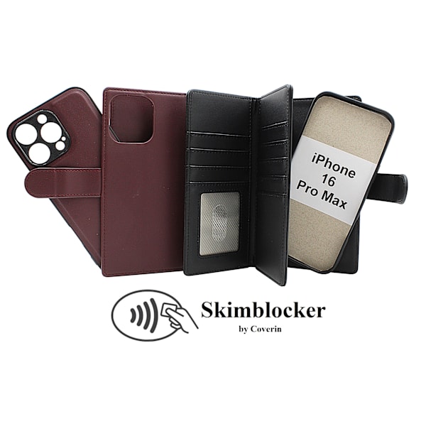 Skimblocker iPhone 16 Pro Max XL Magnet Plånboksfodral Svart