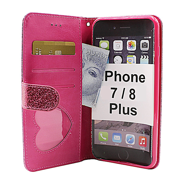 Standcase Glitter Wallet iPhone 7 Plus / 8 Plus Silver