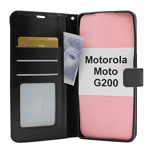 Crazy Horse Wallet Motorola Moto G200 Svart
