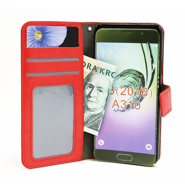 Crazy Horse Wallet Samsung Galaxy A3 2016 (A310F) Röd