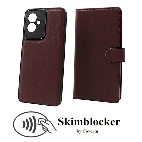 Skimblocker Motorola Moto G55 5G Magnet Plånboksfodral Mörkröd