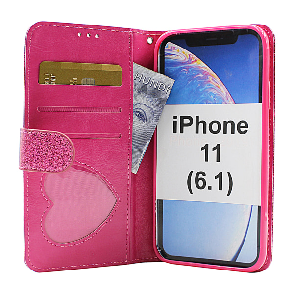 Standcase Glitter Wallet iPhone 11 (6.1) Svart