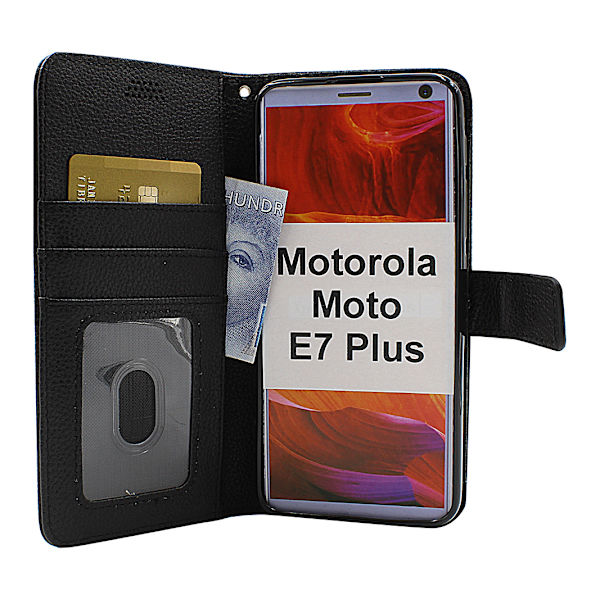 New Standcase Wallet Motorola Moto E7 Plus (Svart) Röd