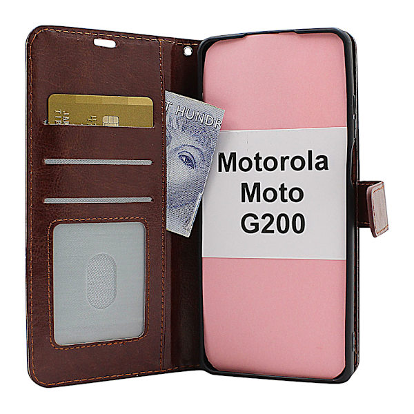 Crazy Horse Wallet Motorola Moto G200 Turkos