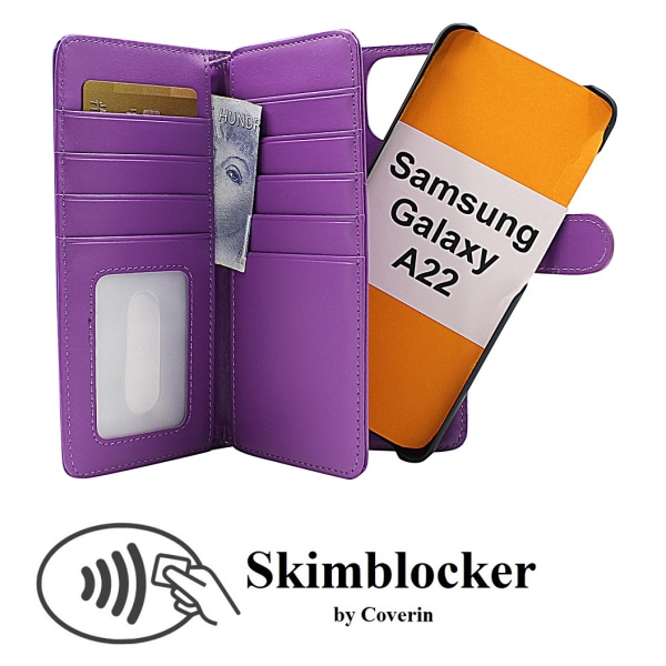 Skimblocker XL Magnet Fodral Samsung Galaxy A22 (A225F/DS) Lila