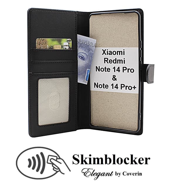 Skimblocker Xiaomi Redmi Note 14 Pro/14 Pro+ Plånboksfodral Brun