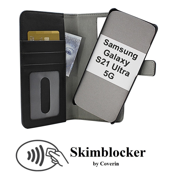 Skimblocker Magnet Fodral Samsung Galaxy S21 Ultra 5G Lila