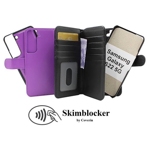 Skimblocker XL Magnet Fodral Samsung Galaxy S22 5G Lila