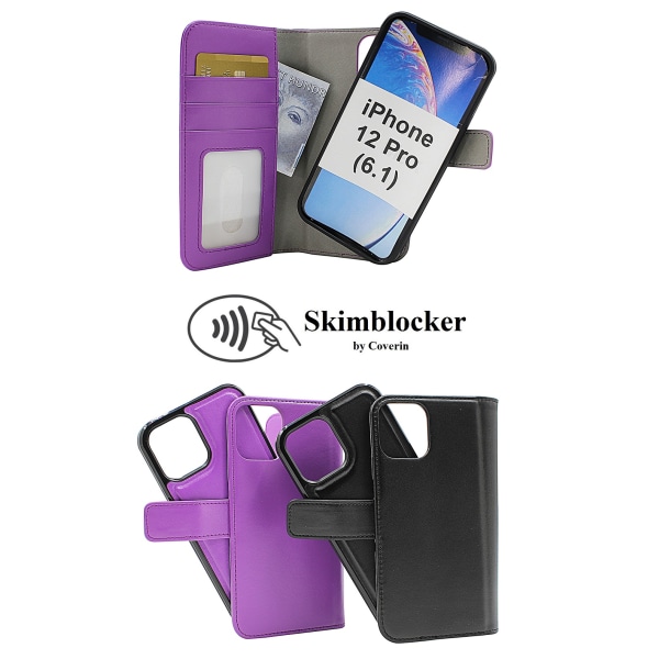 Skimblocker Magnet Fodral iPhone 12 Pro (6.1) Lila