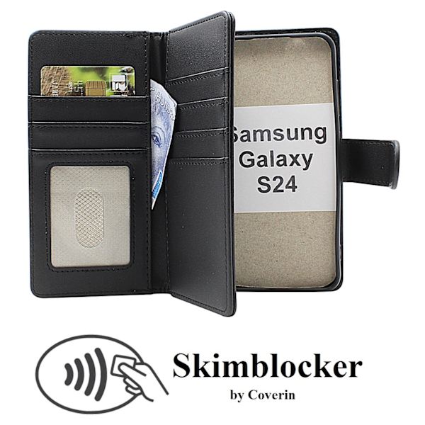 Skimblocker Samsung Galaxy S24 5G XL Plånboksfodral Mörklila