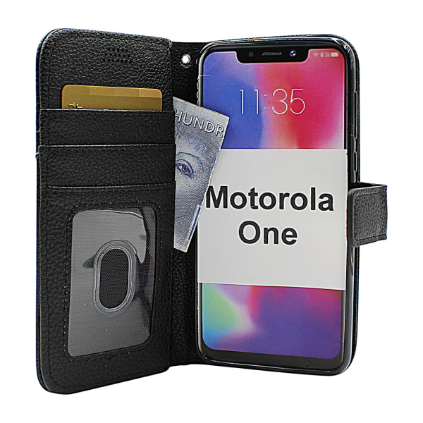 New Standcase Wallet Motorola One Svart