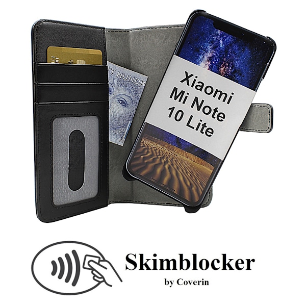 Skimblocker Magnet Wallet Xiaomi Mi Note 10 Lite (Svart)
