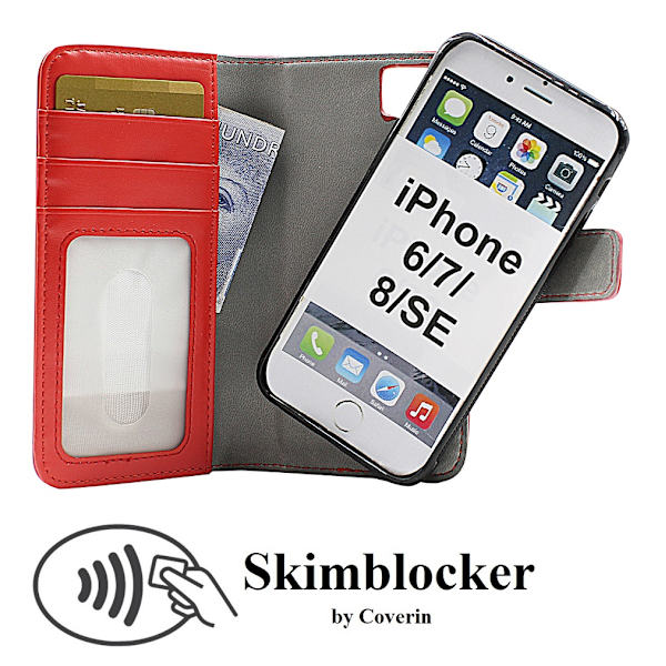 Skimblocker Magnet Wallet iPhone 8 Röd