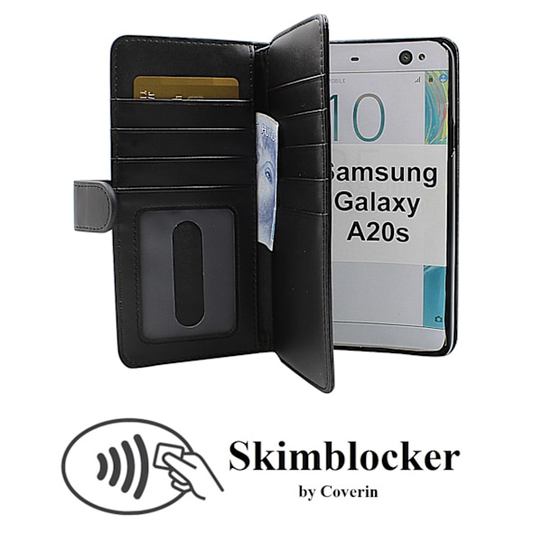 Skimblocker XL Wallet Samsung Galaxy A20s (A207F/DS) (Svart)
