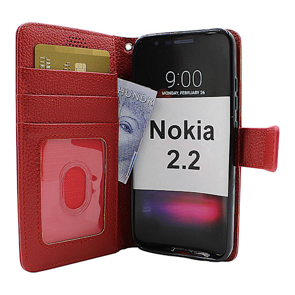 New Standcase Wallet Nokia 2.2 Röd