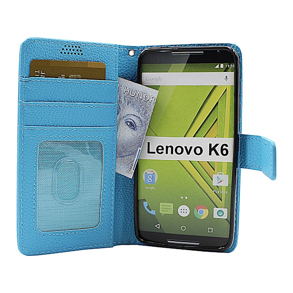 New Standcase Wallet Lenovo K6 (K33a48 / K33a42) Ljusblå