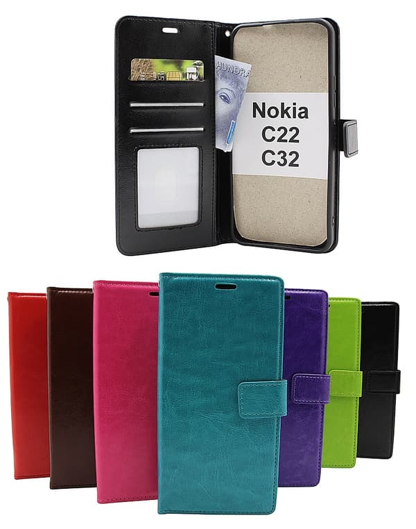 Crazy Horse Wallet Nokia C22 / C32 Röd
