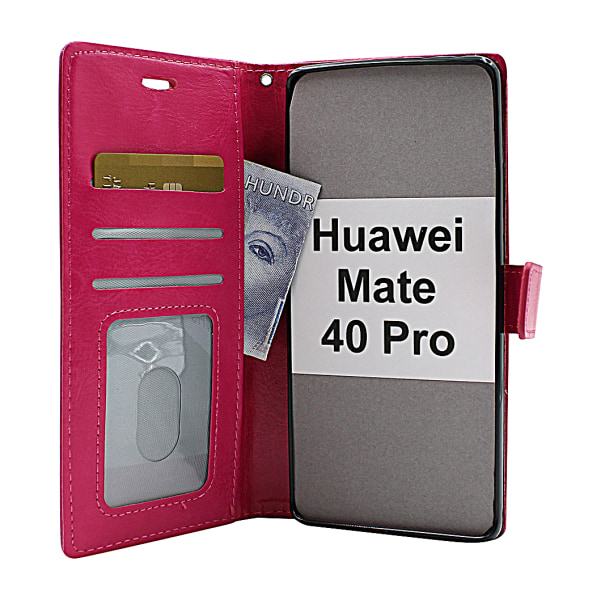 Crazy Horse Wallet Huawei Mate 40 Pro Hotpink