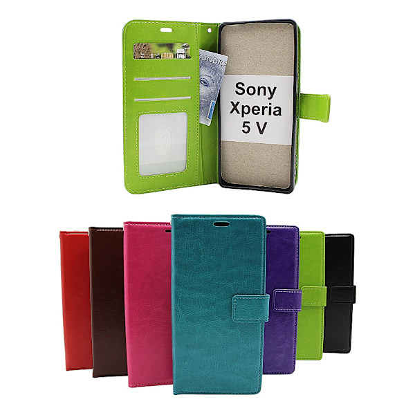 Crazy Horse Wallet Sony Xperia 5 V Turkos