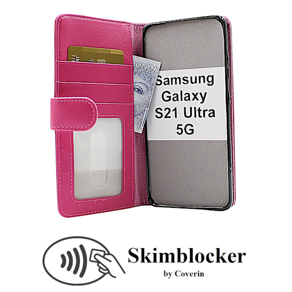 Skimblocker Plånboksfodral Samsung Galaxy S21 Ultra 5G Svart