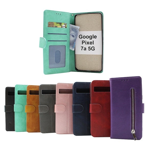 Zipper Standcase Wallet Google Pixel 7a 5G Grå